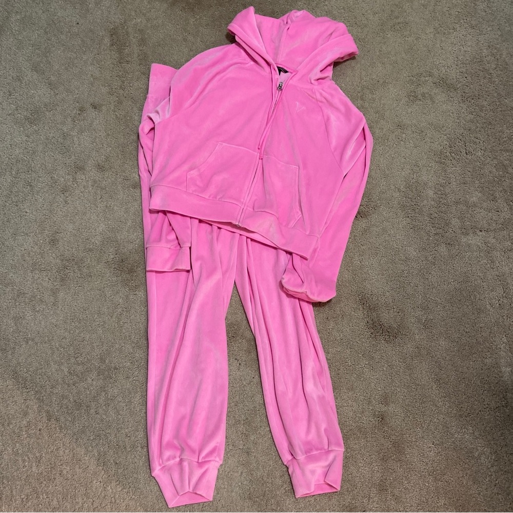 Victoria's Secret Velour Pink Set Hoodie & Jogger Pants